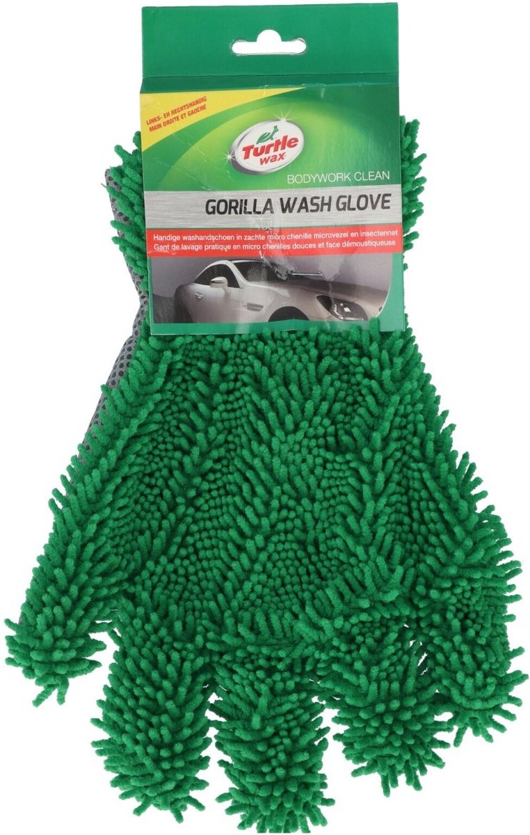 Schildkrötenwachs -Waschhandschuh Gorilla Mikrofaser -Netz 24x26 cm Grün