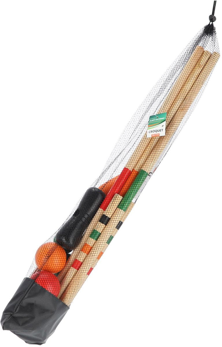 Alert Outdoor-Krocketholz XL 75 cm mit praktischem Aufbewahrungsnetz