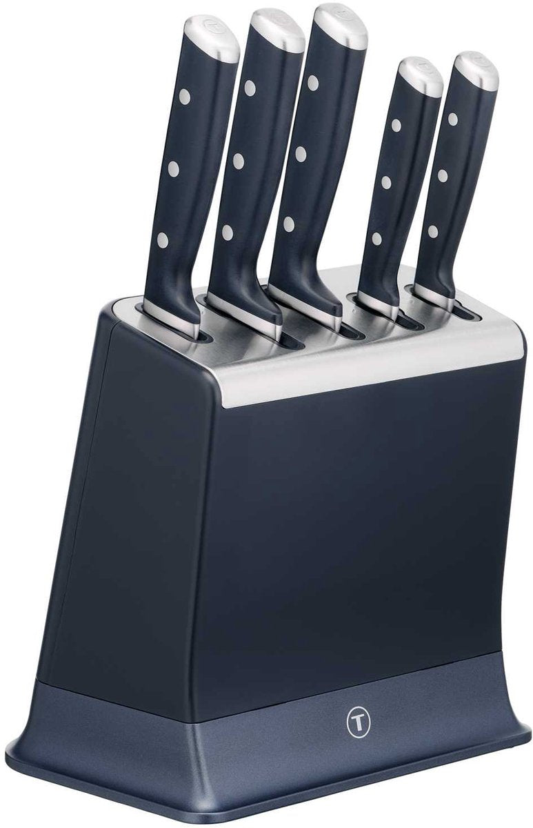 Tefal Eversharp K297S644 – Messerset – 5-teilig – Messerblock mit integriertem Schärfer – selbstschärfend – Edelstahl