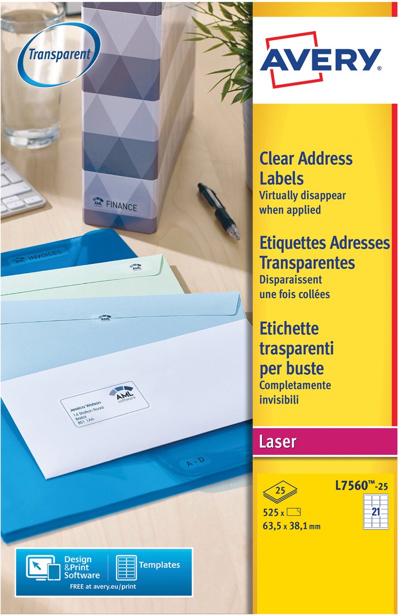 Avery klares Adressetikett – Laser – l7563
