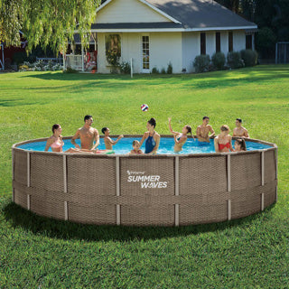Sommerwellen-Schwimmbecken Elite-Rahmen 610 x 122 cm dunkles Dreifachkorbgeflecht + Filterpumpe