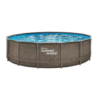 Sommerwellen-Schwimmbecken Aktivrahmen 457 x 106 cm dunkles Doppel-Rattan + Filterpumpe