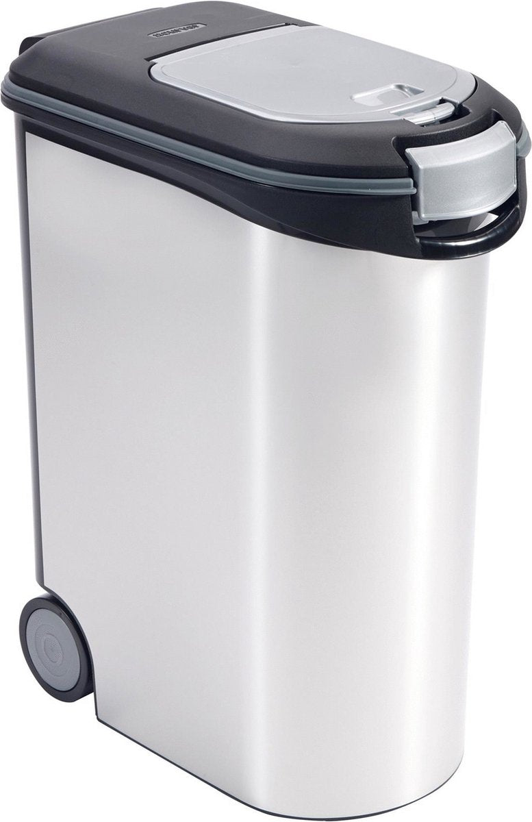 Curver Futterbehälter für Hunde oder Katzen – 54 l – 20 kg – 49 x 28 x 60,5 cm – metallisch