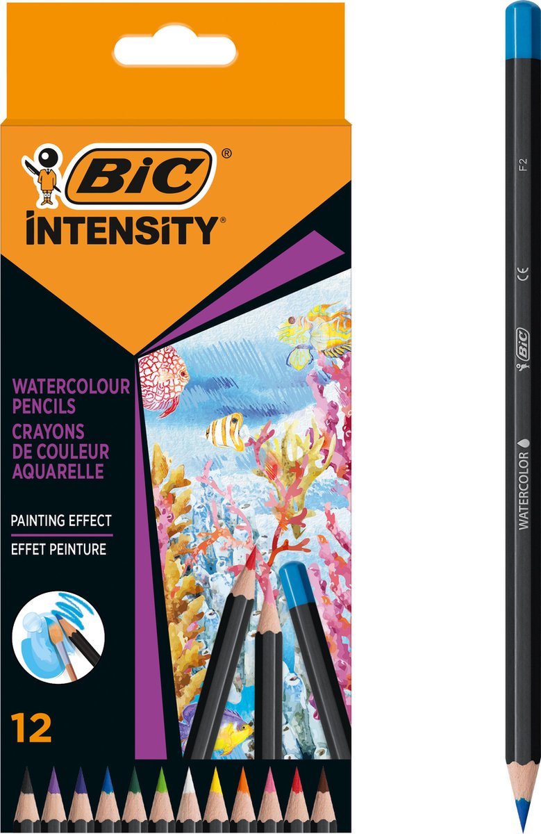 Bic Intensity Aquarellstifte – Aquarellstifte – Kinder und Erwachsene – verschiedene Farben – Bleistift – 12 Stück