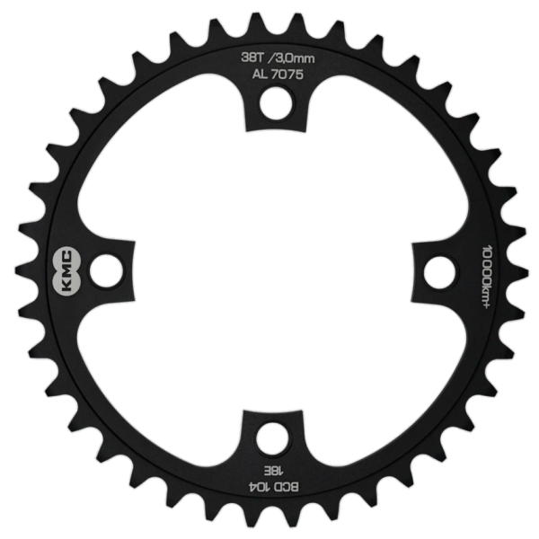 KMC -Zahnrad 38T, Aluminium 1 2x1 .BCD 104 mm. Kettenlinie 3,0 mm Einzelgeschwindigkeit