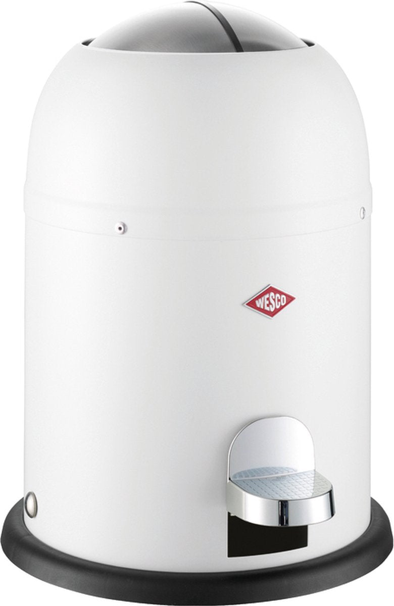 Wesco Kosmetikeimer Mini Master in mattweiß, pulverbeschichtetes Stahlblech, Fassungsvermögen 6 Liter, Inneneimer aus Kunststoff, Fußpedal