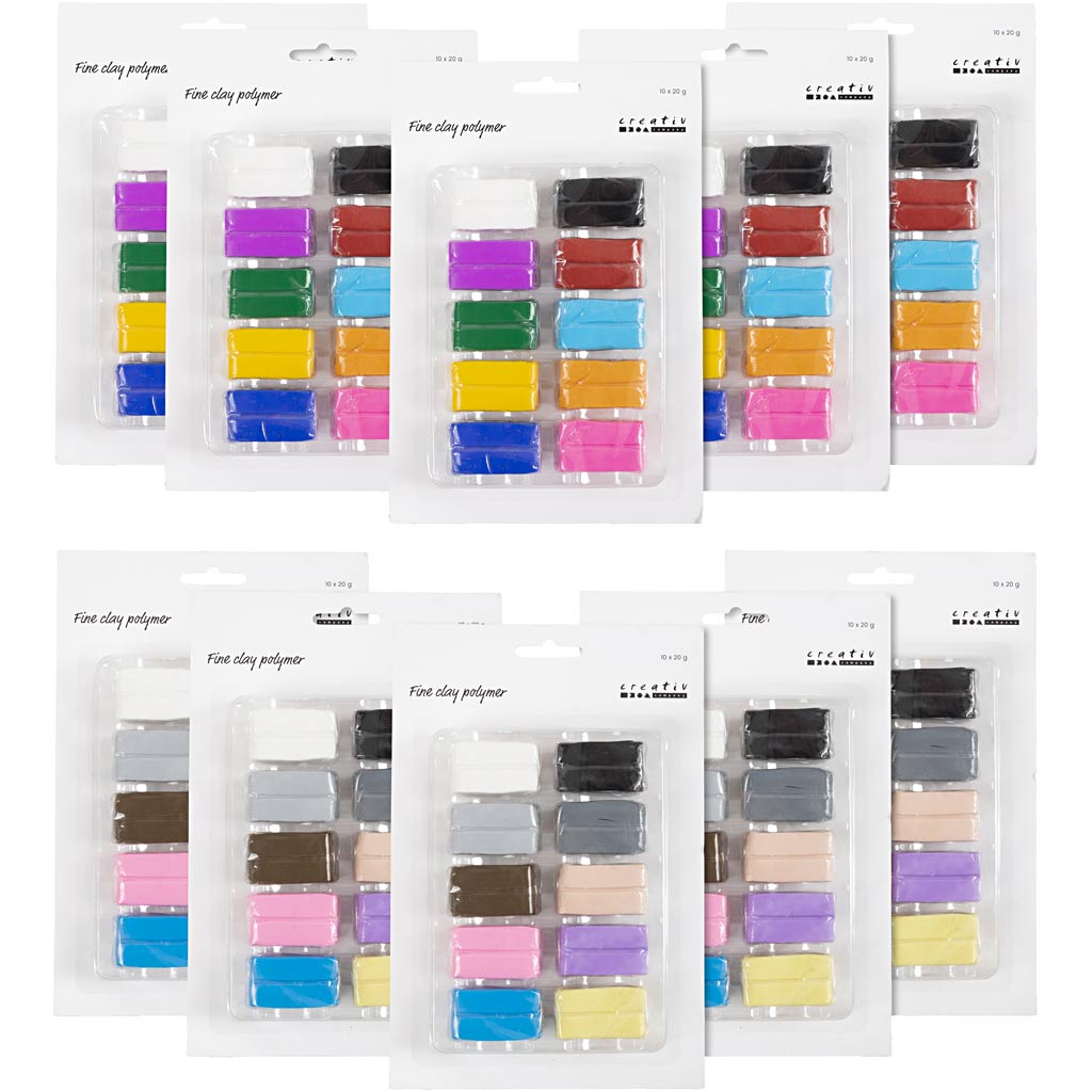 Creativ Company feiner Polymerton, bunt, Pastellfarben, 120 x 20 g, 1 Box