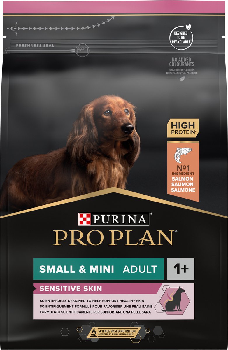 Pro Plan Small Mini Adult Sensitive Skin – Trockenfutter für Hunde – Lachs – 3 kg