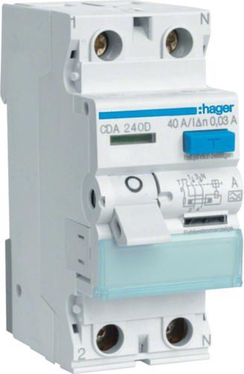 Hager cda240d cda240d aardlekschakelaar 1-fasig 2-polig 40 a 0.03 a