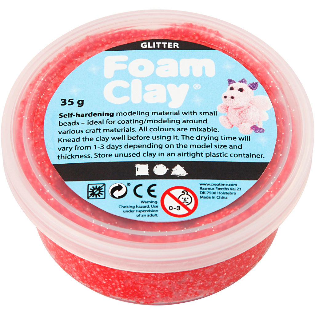 Foam Clay®, Glitzer, rot, 35 gr 1 Box