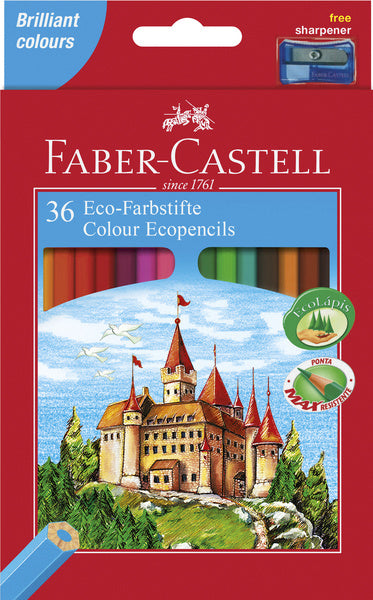 Faber Castell FC-120136 Buntstift Faber-Castell Castle sechseckiges Federmäppchen aus Pappe mit 36 Teilen