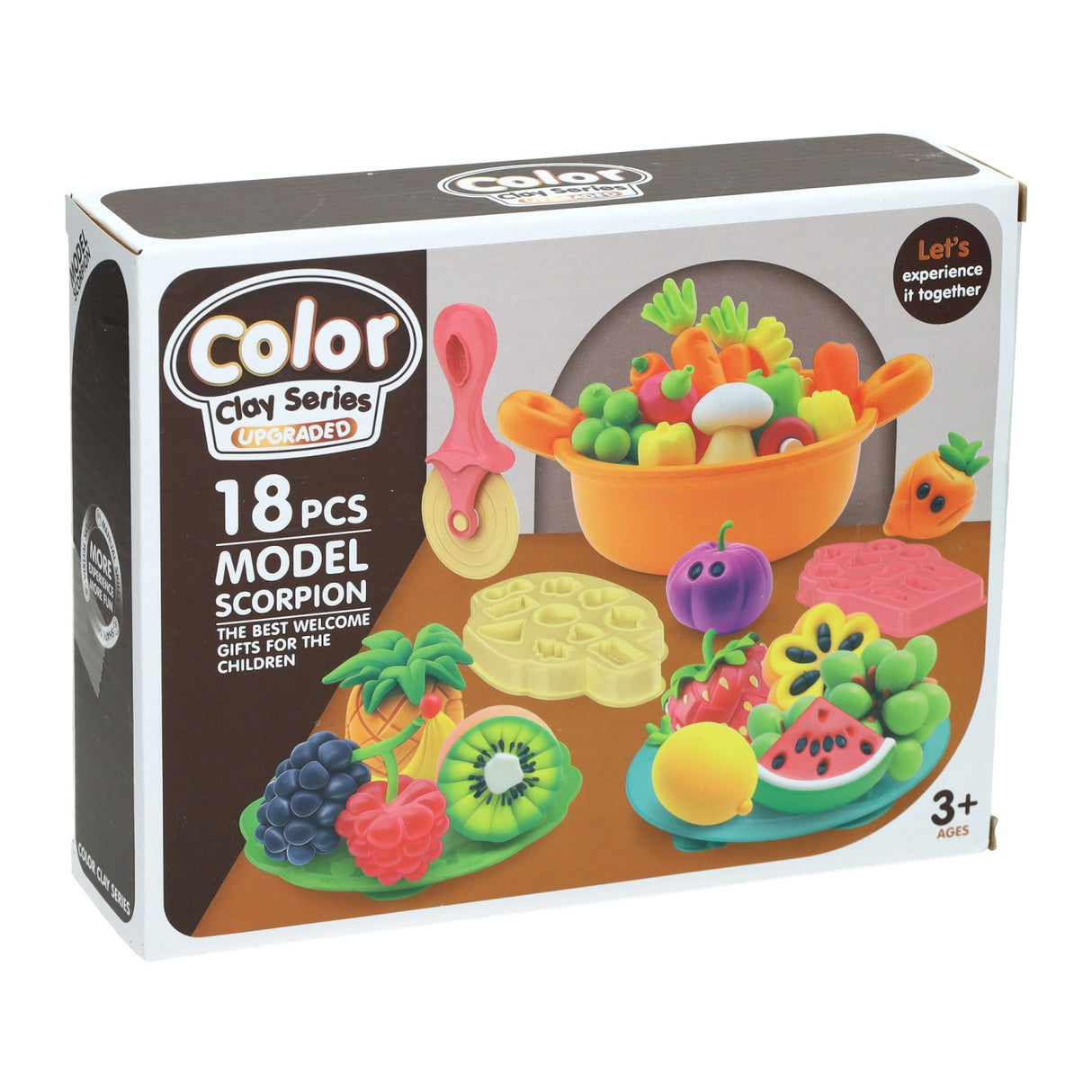 Obst- und Gemüse-Ton-Set – 6 Tonfarben – 18-teilig.