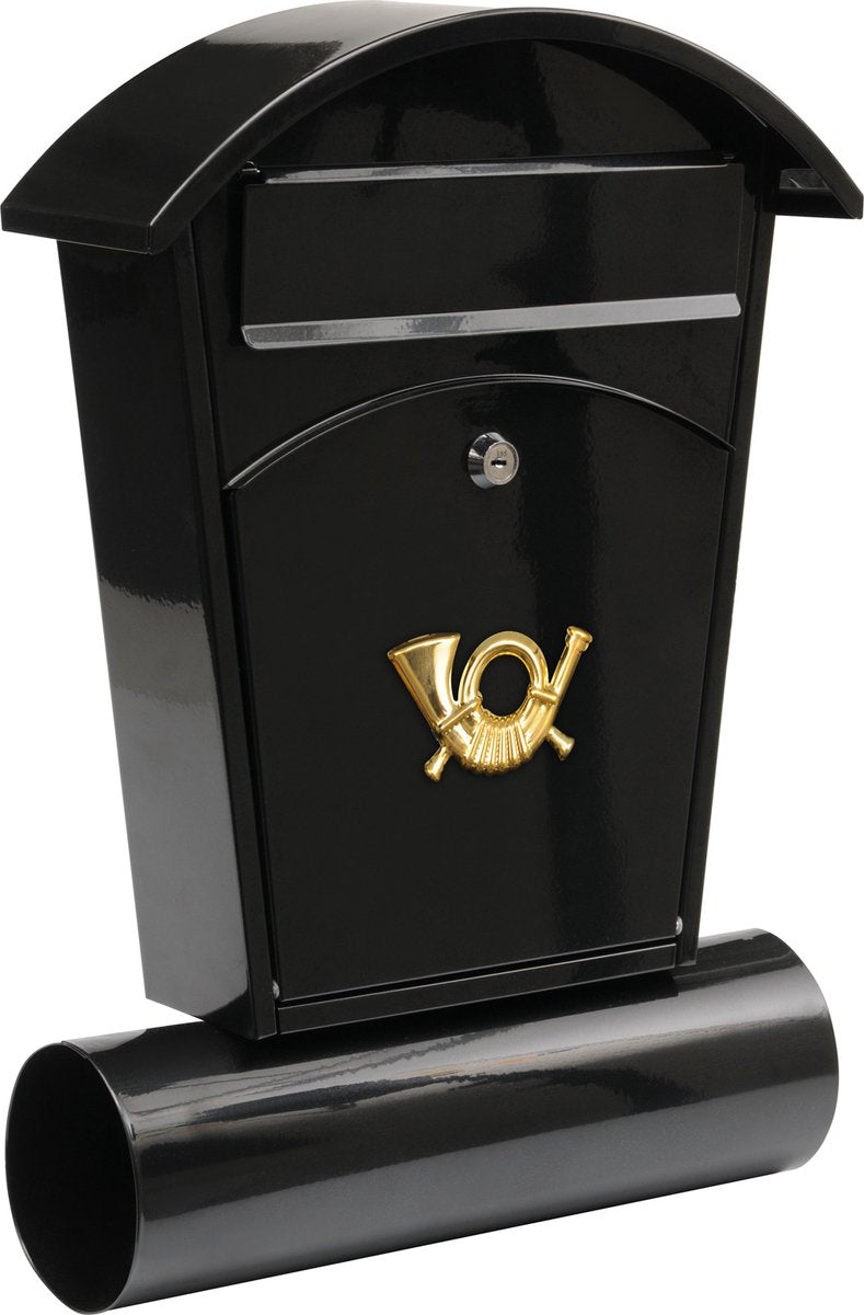 Vorel-Briefkasten mit Zeitungsrolle und 2 Schlüsseln – Schwarz – 480 x 280 x 80 mm