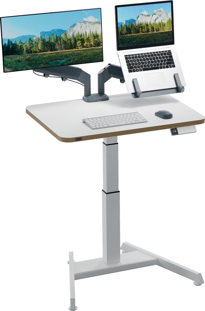 Leitz Ergo Sitz-Steh-Schreibtisch elektrisch – höhenverstellbar – kleiner Schreibtisch – mit Memory-Funktion – 80 x 60 cm – weiß