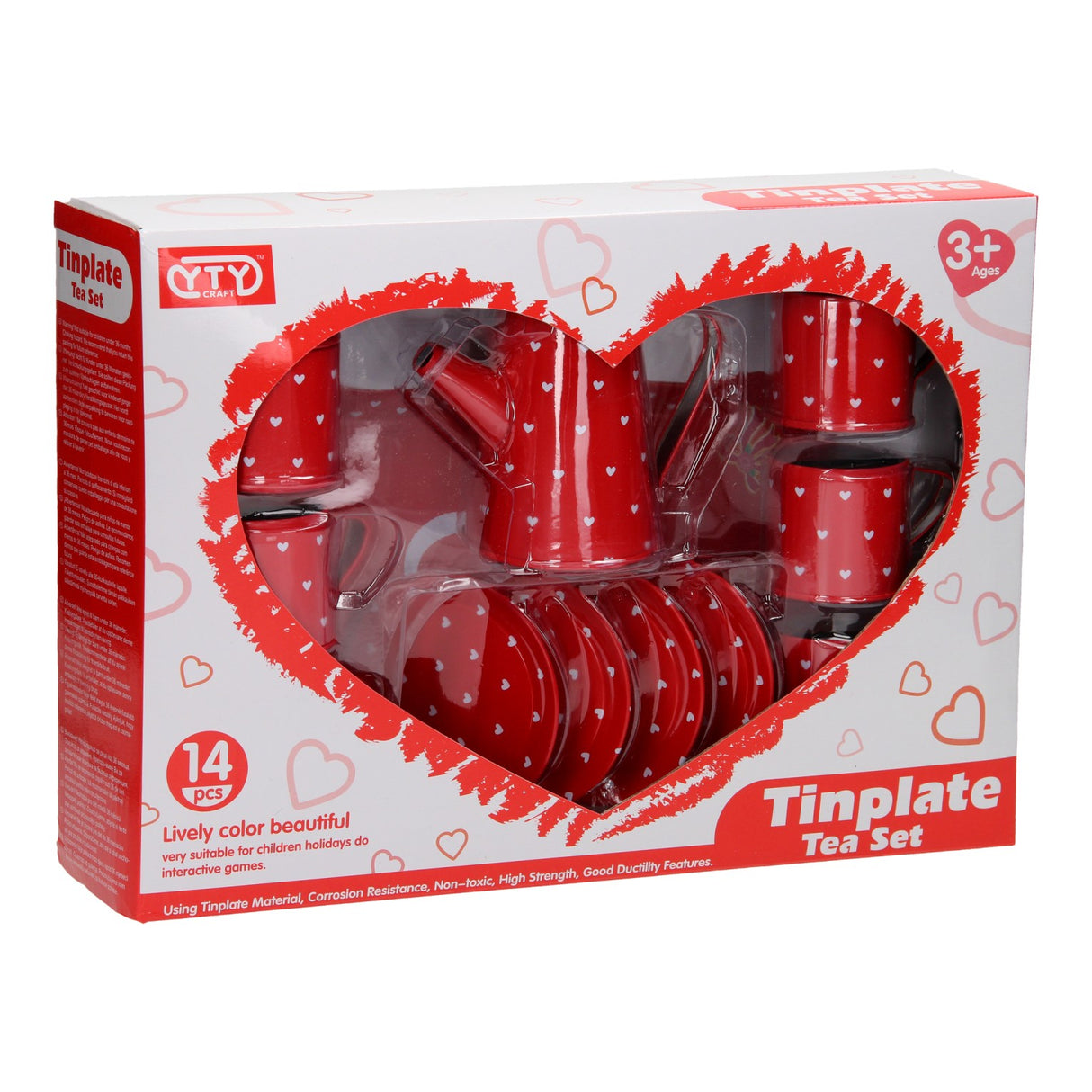 Teeservice aus Zinn, Rot