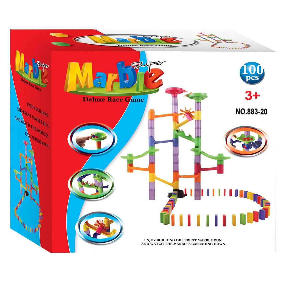 Marmorbahn-Domino-Set, 100-teilig.