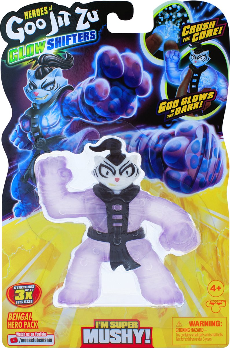 Goo Jit Zu Shifters Superhelden-Set – Bengal – leuchtet im Dunkeln – Stretch-Figur
