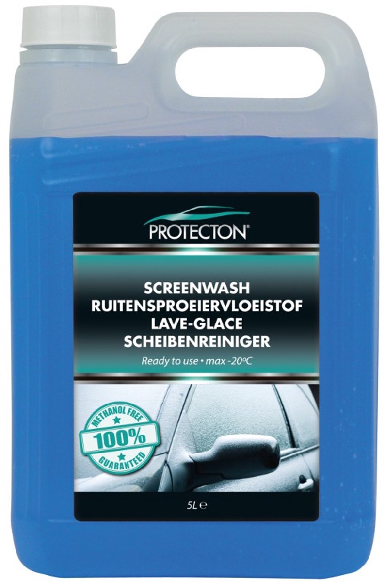 Protecton Scheibenwaschflüssigkeit - gebrauchsfertig - verhindert das Einfrieren der Scheibenwaschanlage bis -20° - mit hoher Ethanolkonzentration - 100 % methanolfrei - 5 Liter