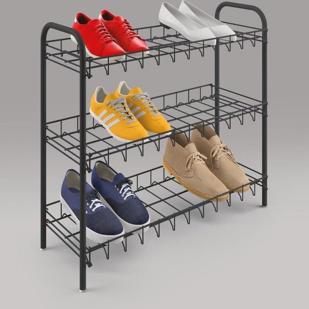 Metaltex Schuhschuh Rack 3 Böden 64x23x59 cm Schwarz