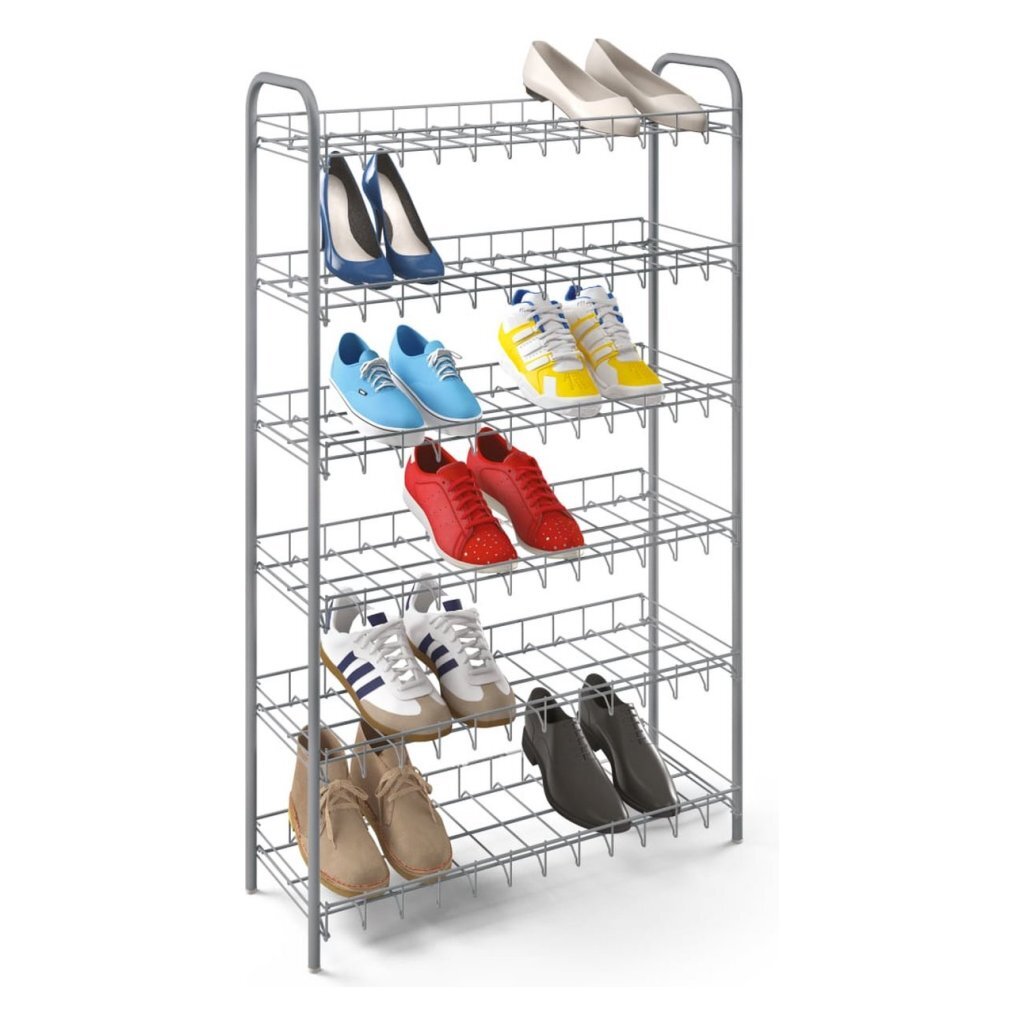 Metaltex Schuhregal 6 Stockwerke 64x23x104 cm Silber