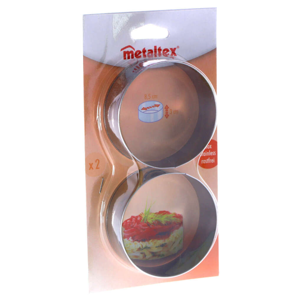 Metaltex Backringe 8,5x3,2 cm, 2 Stück Edelstahl