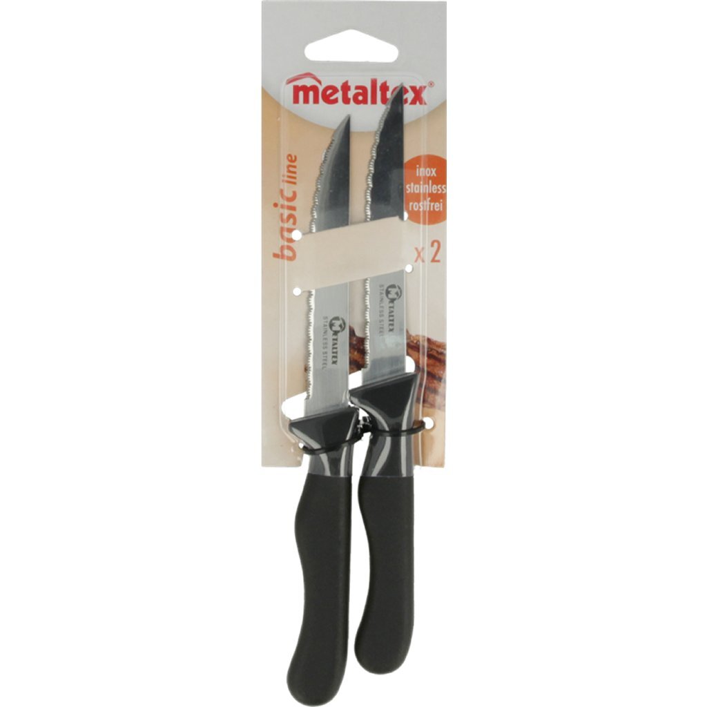Metaltex Basic Line Steakmesser 2 Stück Edelstahl schwarz
