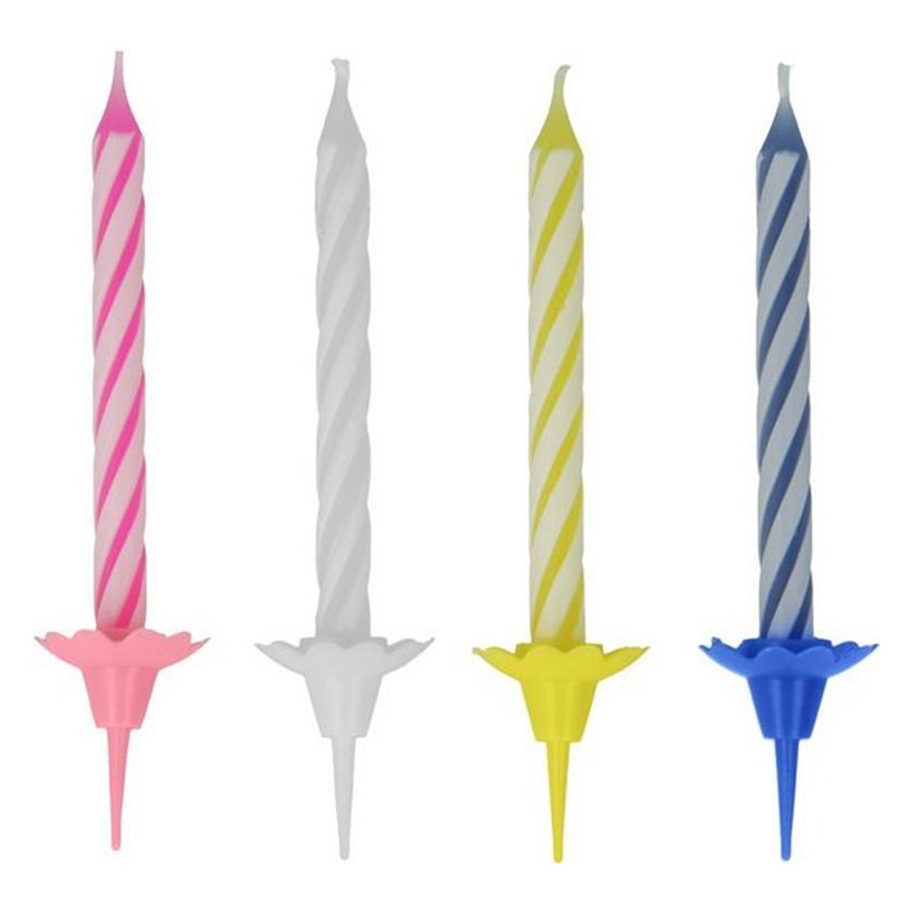 Metaltex Kuchenkerzen 24 Stück und 12 Halter | 6 Stück