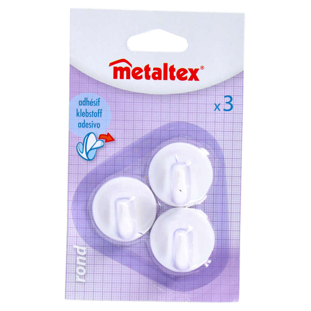 Metaltex Klebehaken 3 Stück weiß
