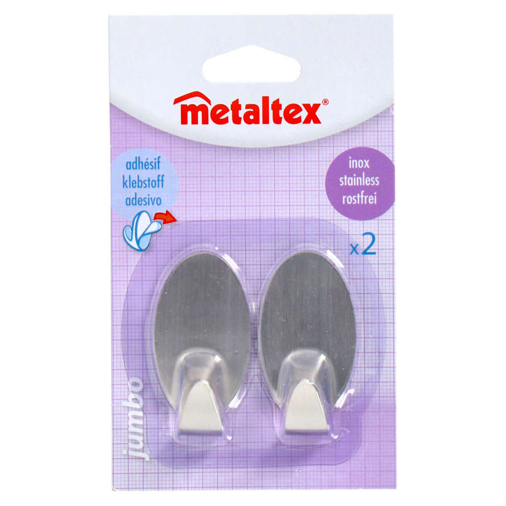Metaltex Klebehaken 2 Stück Edelstahl oval