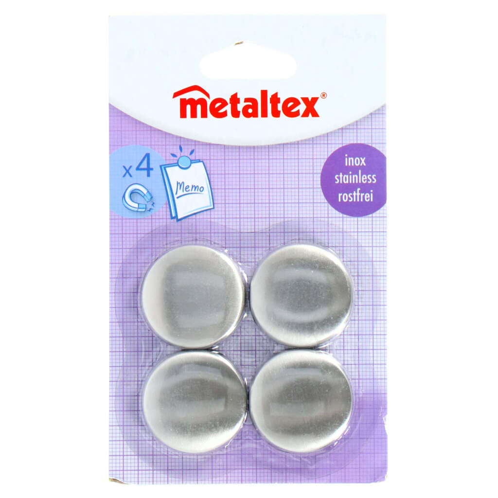 Metaltex Magnete rund 4 Stück Edelstahl