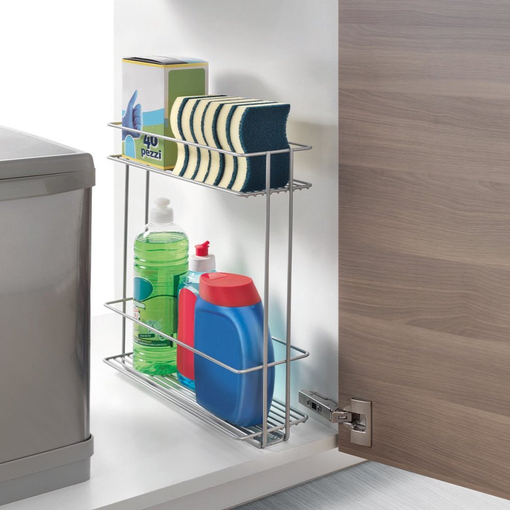 Metaltex Space Saver Smart Kitchen ausziehbarer Waschbecken Schrank Rack 11x38x34 cm Silber