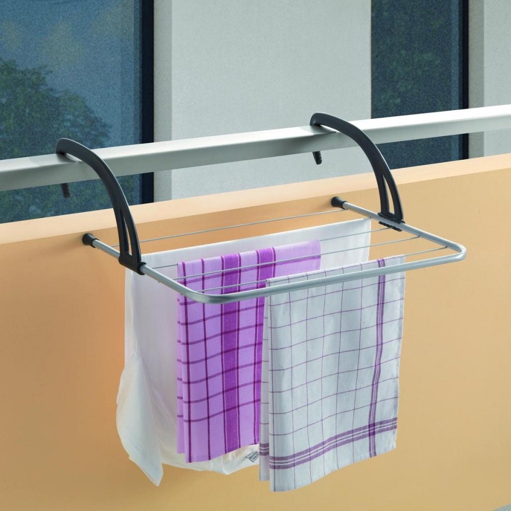 Metaltex Favonio Heizkörper Balkon Wäscheständer 3 m Wäscheleine Silber Schwarz