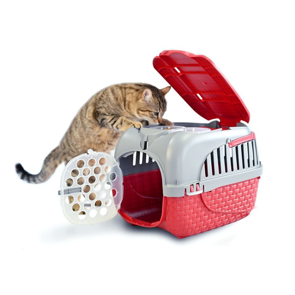 Bama Haustiertransportbox 52x33x34 cm rot silber