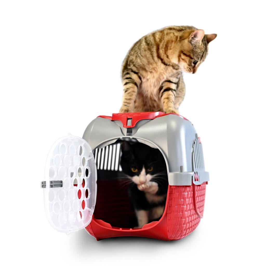 Bama Haustiertransportbox 52x33x34 cm rot silber