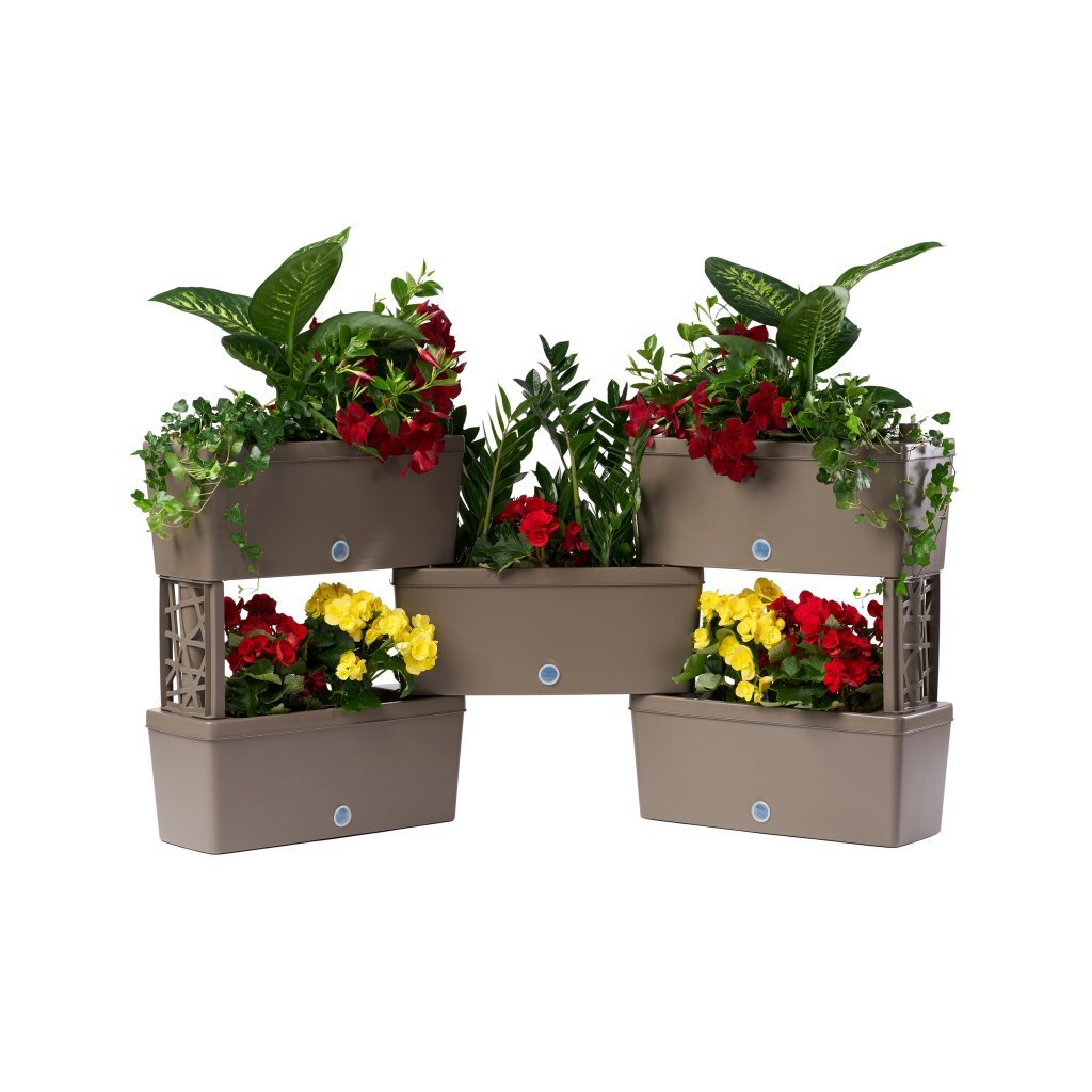 Bama Brick verbindbare Pflanzgefäße 75l 59x23x27 cm 5 Stück Taupe