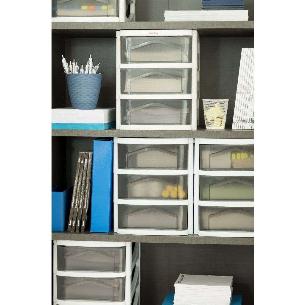 Bama großes Hobby-Schubladensystem mit 3 Schubladen 30x30x40 cm weißgrau