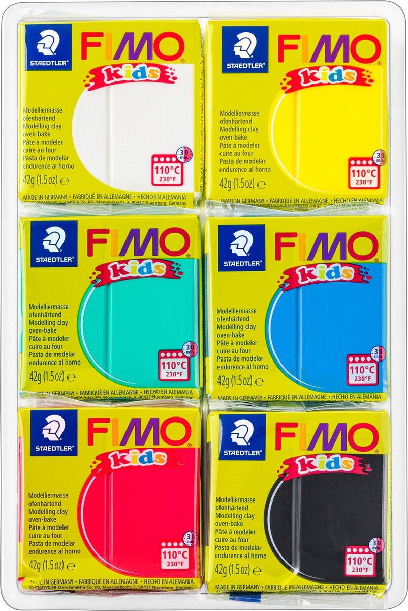 Fimo Kids Monting Clay Standard Colors, 6dlg.