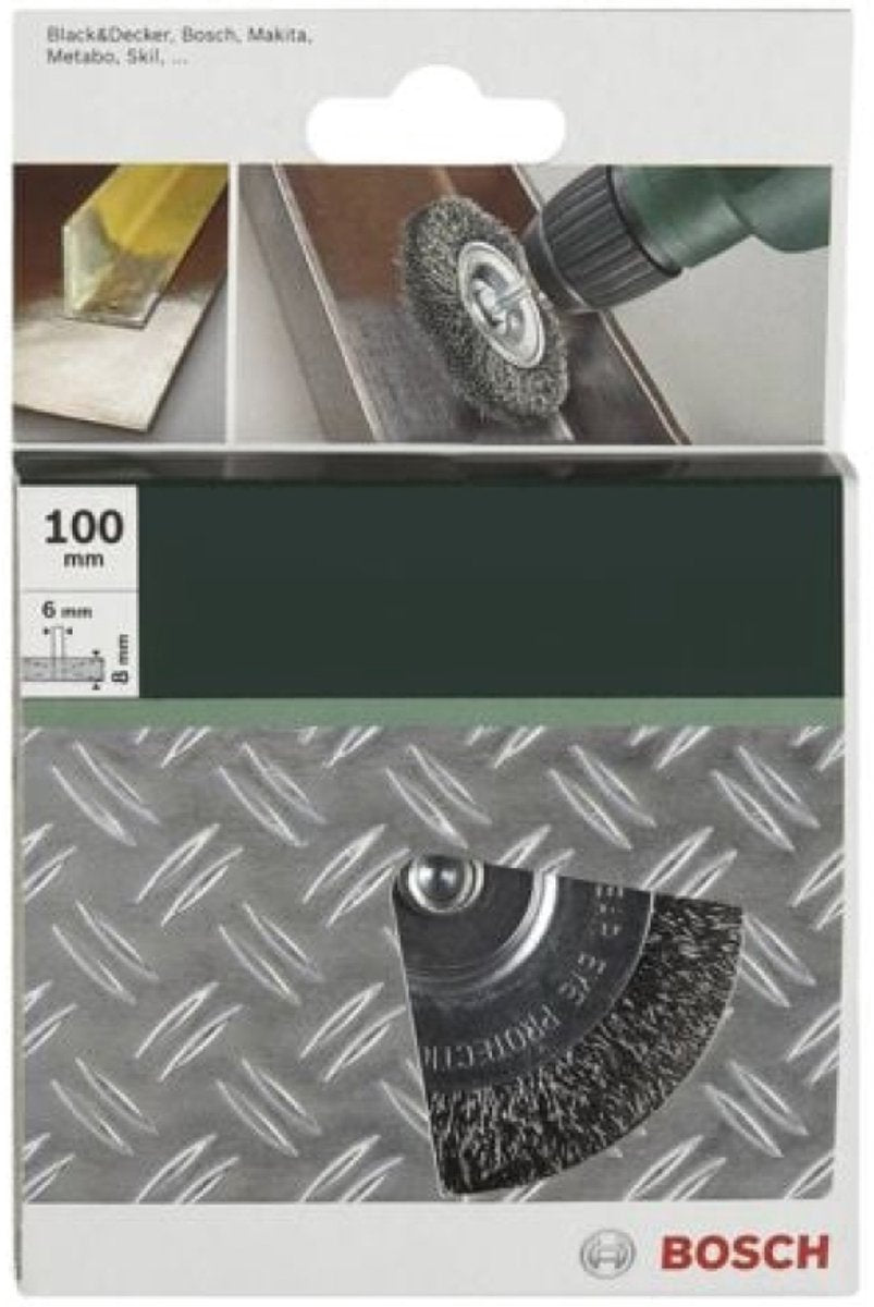 Bosch - Tellerbürsten für Bohrmaschinen - Welldraht, 100 mm 100 mm, 0,3 mm, 4500 U/min