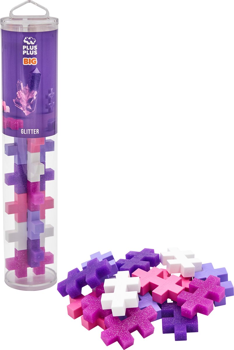 Plus-Plus Big Tube Glitter 15-teiliger Bausatz – 3432 – Konstruktionsspielzeug – Konstruktionsspielzeug – Set mit Bausteinen – ab 1 Jahr