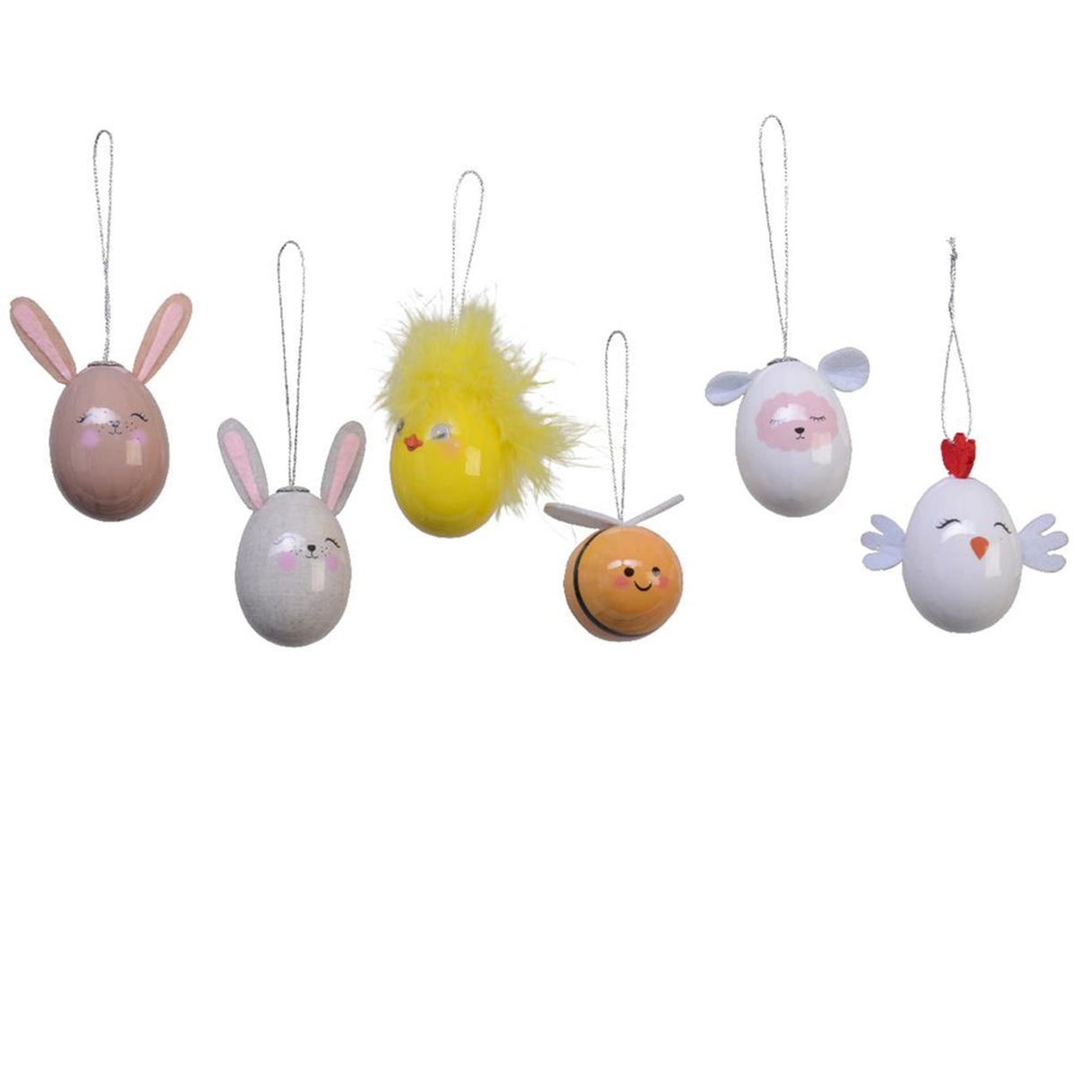 Decoris Ostereier-Tiere H6cm 6-fach sortiert