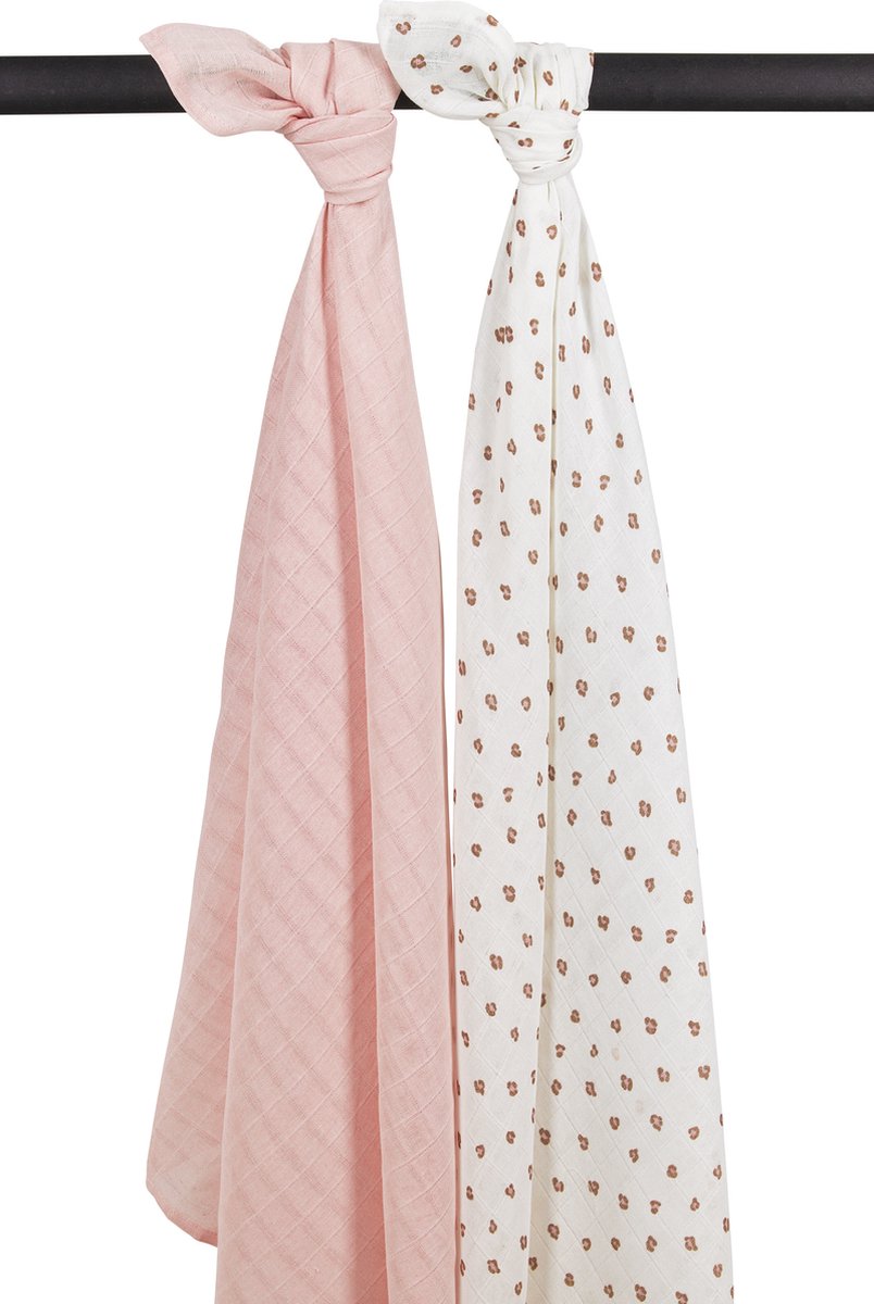 Meyco baby mini panther swaddle - 2-pack - hydrophilic - soft pink - 120x120cm