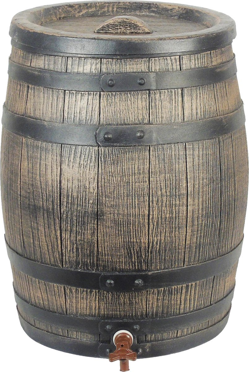 Naturregenfass mit Holzaussehung 50 l 38x49,5 cm Braun