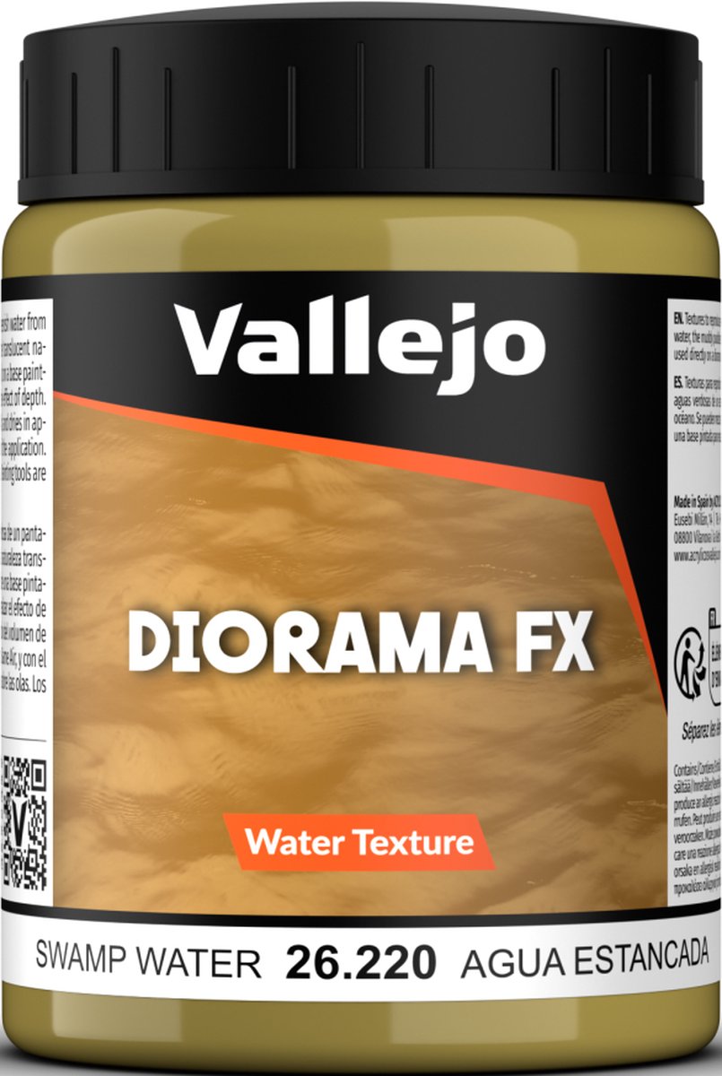 Vallejo Modellbaudekoration – 26220 Wassertexturen 220 – Sumpfwasser – 200-ml-Effektglas