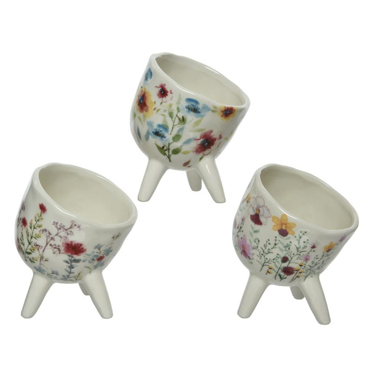 Decoris Blumentopf Dolomit H11,4cm mit Blumenmotiv