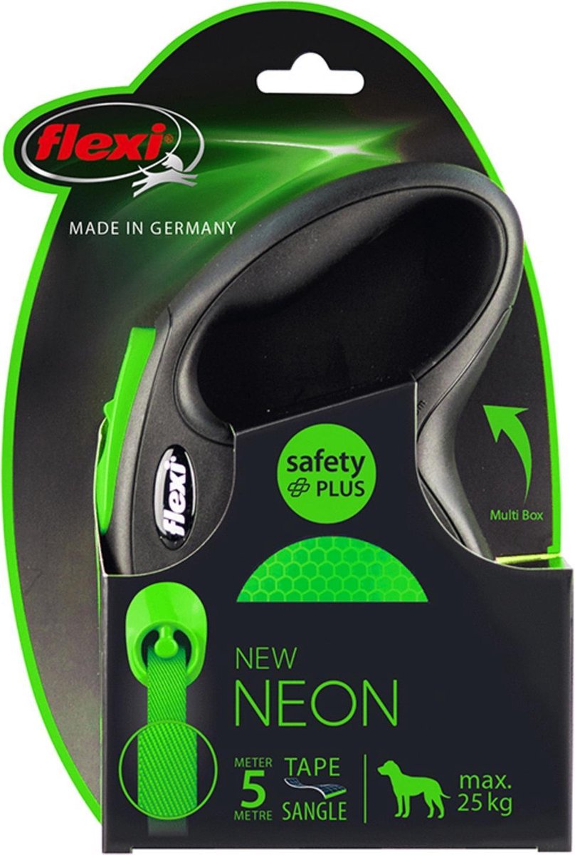 Flexi Retractable Line neues klassisches Neonband schwarz grün