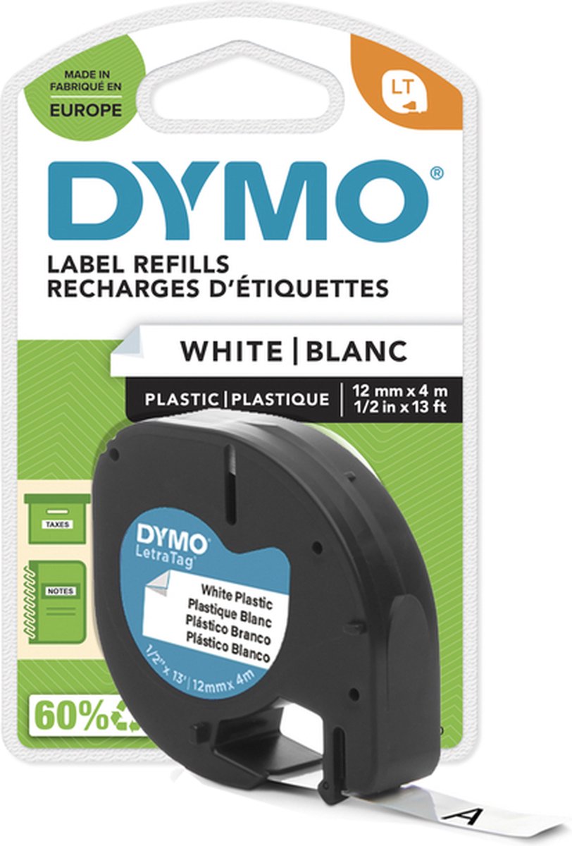 Dymo 12 mm Letratag-Kunststoffband für Etikettendrucker