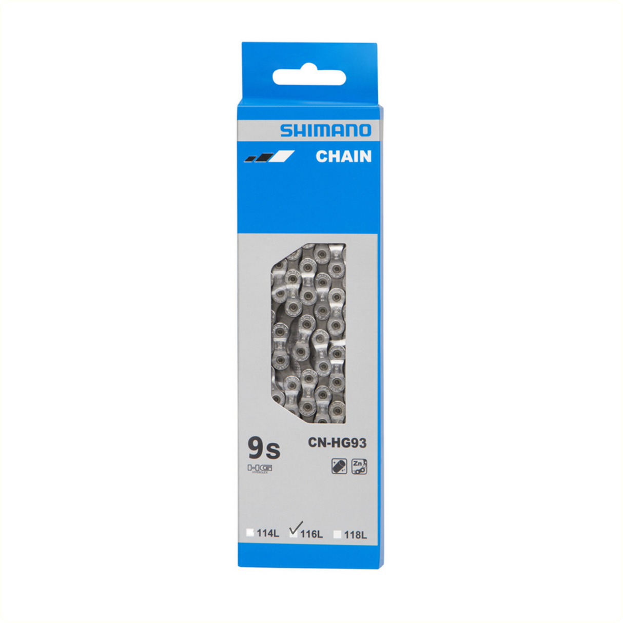 Shimano Hg93 Halskette 9V - langlebig, korrosionsbeständiger Fahrradkette für MTB Road - 116 Schakels - Schwarz