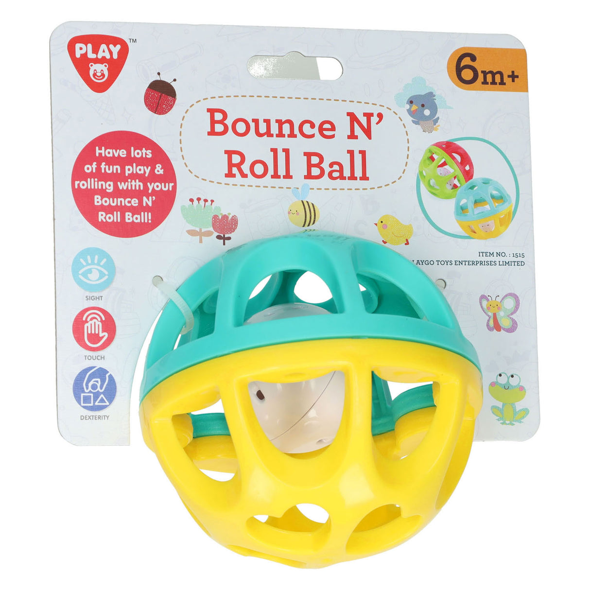 Playgo hüpft und spielt Ball