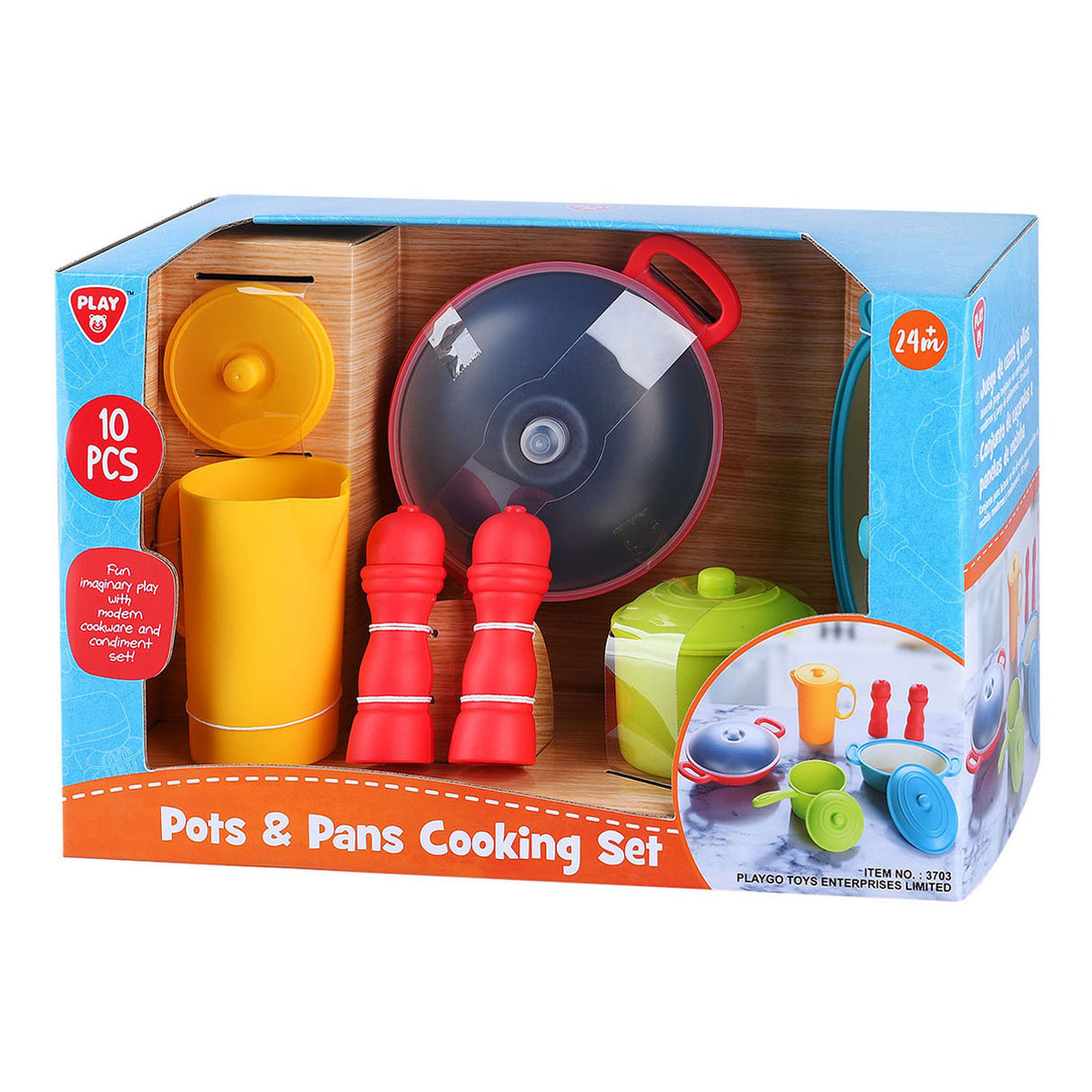 Playgo Pfannen und Töpfe Kochspielset – 10-teilig.
