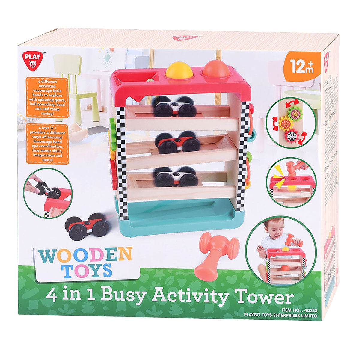 Playgo 4in1 Aktivitätsspielturm aus Holz